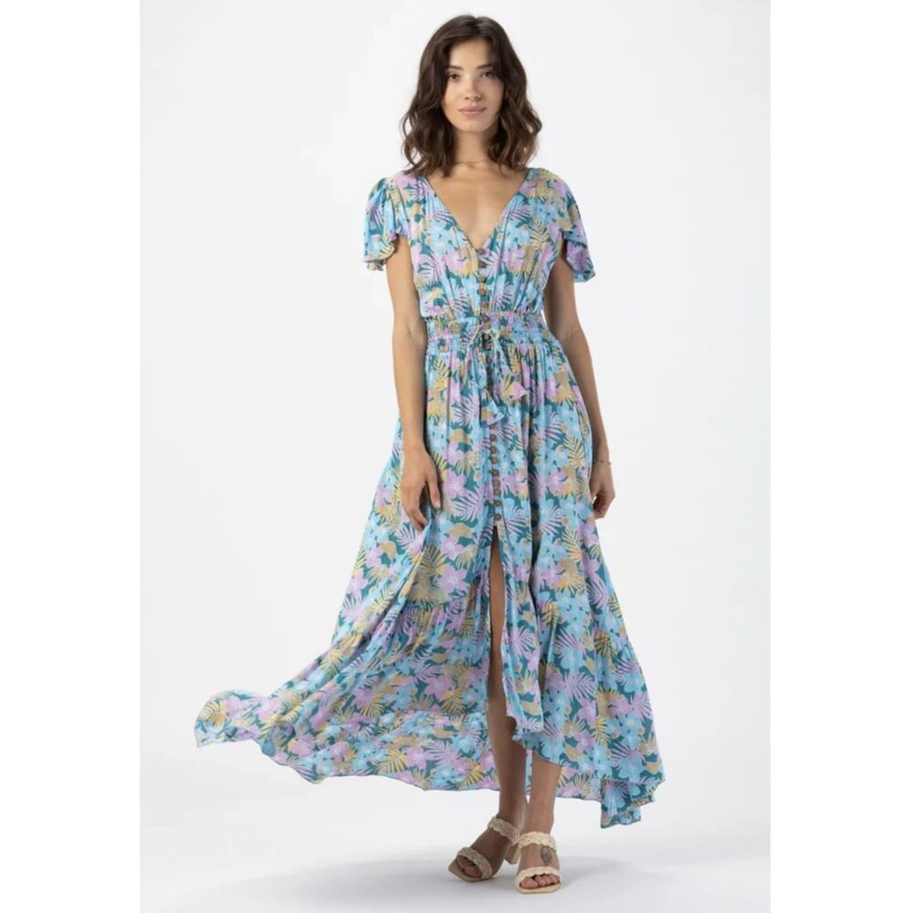 Tiare Hawaii New Moon Maxi Dress Floral Print One Size M/L Tropics Tosca